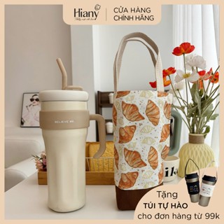 [TẶNG 1 TÚI TỰ HÀO CHO DH 99K] Túi đựng bình nước thiết kế mới canvas vải in croisant Hiany AV38