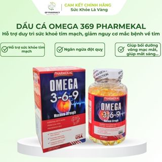 Viên uống Omega 369 Pharmekal hỗ trợ duy trì sức khoẻ tim mạch, giảm nguy cơ mắc bệnh về tim mạch, lọ 100 viên