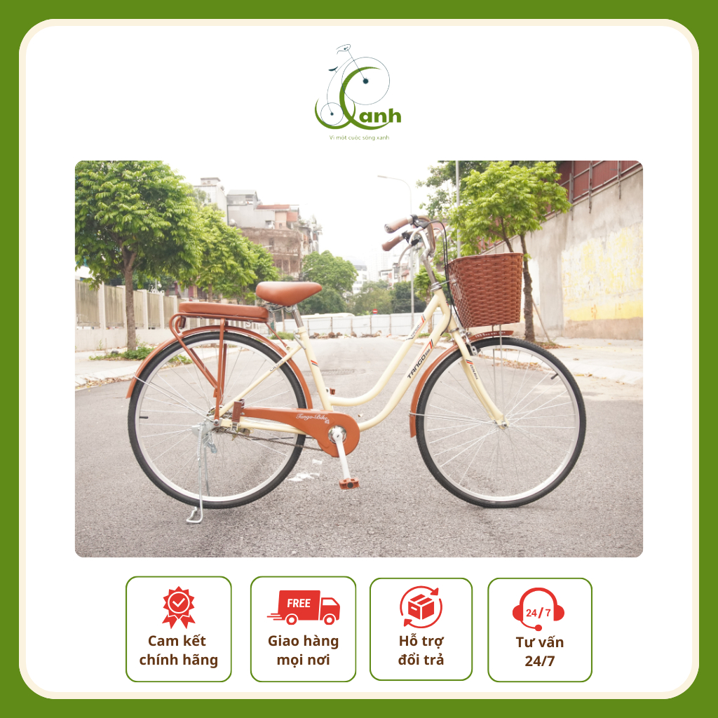 Xe đạp Tango HQ 26 Kem 2024 – Phong cách tối giản, vận hành êm ái