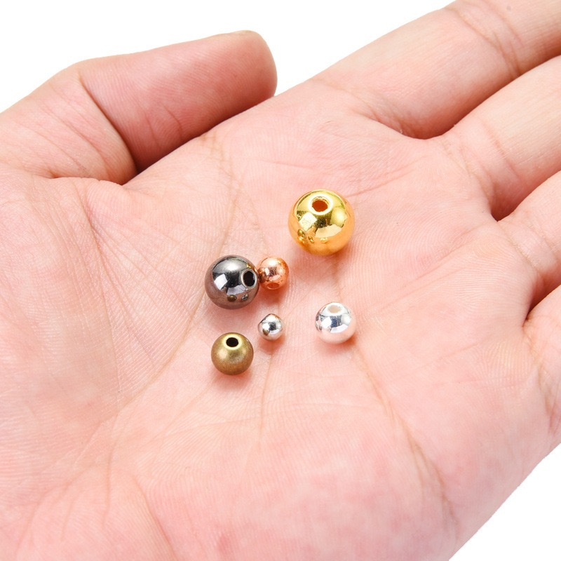 Hạt bi mạ vàng - bạc có lỗ xâu