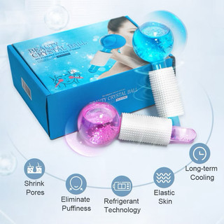 2 Cái / hộp Crystal Ice Con Lăn Năng Lượng Massage Làm Đẹp Mặt Mắt Pha Lê Quả Cầu Đá Chăm Sóc Da