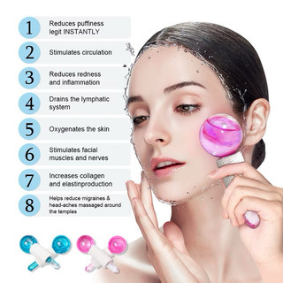 2 Cái / hộp Crystal Ice Con Lăn Năng Lượng Massage Làm Đẹp Mặt Mắt Pha Lê Quả Cầu Đá Chăm Sóc Da