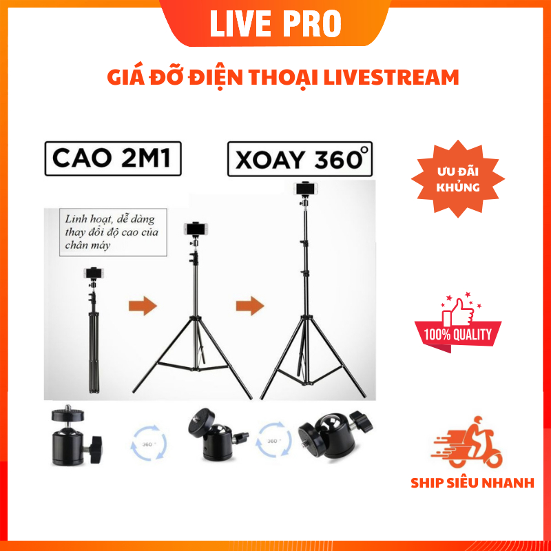 GIÁ ĐỠ ĐIỆN THOẠI LIVESTREAM | Gậy chụp hình, quay video chắc chắn, LINCO 8806 chiều cao 2m1 ⭐️ FREE