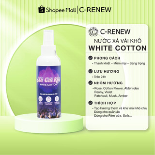 Nước Xả Vải Khô WHITE COTTON thơm quần áo 150ml làm mềm vải khử mùi hôi