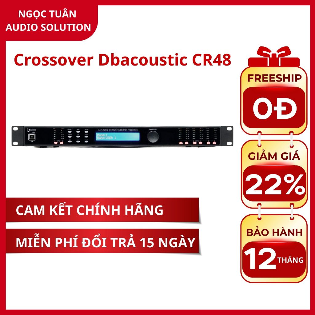 Bộ Lọc Phân Tần Dbacoustic CROSSOVER CR4.8- Chip DSP 21489, Cắt 3 Dải Tần Chuyên Nghiệp, Độ Méo Thấp