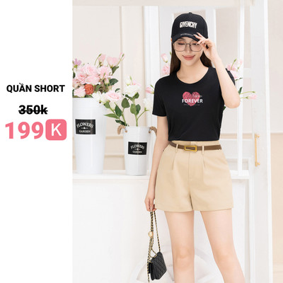 Quần sooc nữ NS09 form cơ bản cạp cao màu Đen,Be,Nâu,Xanh Loza LQ014209