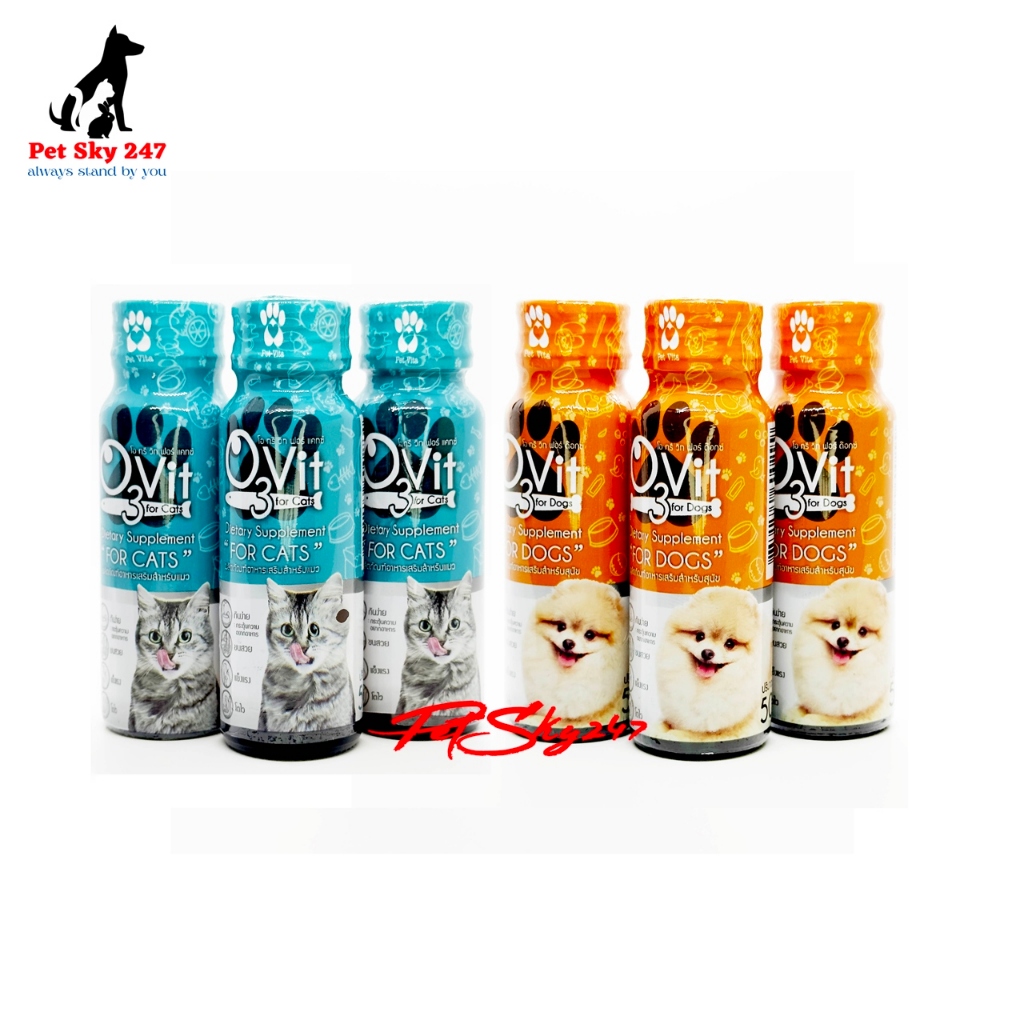 Siro O3Vit Bổ Sung Omega3 Khỏe Da, Mượt Lông Và Dinh Dưỡng Cho Chó Mèo Thailand (Chai 50ml)