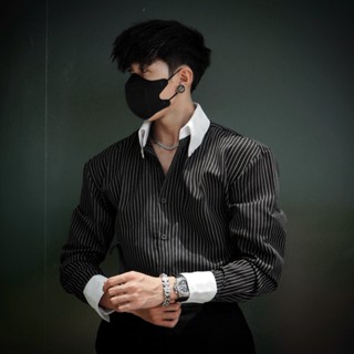   Giá mở bán-MP01  Áo Sơmi SILAS Nam Sọc Buttondown Phối Cổ Form Tôn Vai - ASL28 