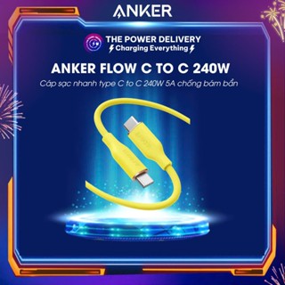 [CÓ MÀU VÀNG] Cáp sạc nhanh ANKER A8552 0.9m, A8553 1m8 PowerLine III Flow C to C 100W 5A Siêu bền, chống bám bẩn