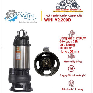 Máy bơm chìm cắt rác 2,2kw 1,5 1,5 1.1 750w Máy bơm tõm cắt rác  dây đồng  