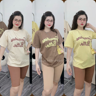  L12 Set Bộ Lững Áo Cotton 4C+Quần Thun Gân In   Chữ SB   sz M-L MỊN MÁT 