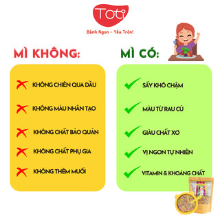 Mì Yến Mạch Rau Củ TOTI Sợi Nhỏ Ngắn, Tăng Thô Cho Bé Ăn Dặm +7M, Không Thêm Muối, Tốt Cho Tiêu Hóa