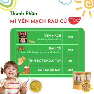 Mì Yến Mạch Rau Củ TOTI Sợi Nhỏ Ngắn, Tăng Thô Cho Bé Ăn Dặm +7M, Không Thêm Muối, Tốt Cho Tiêu Hóa