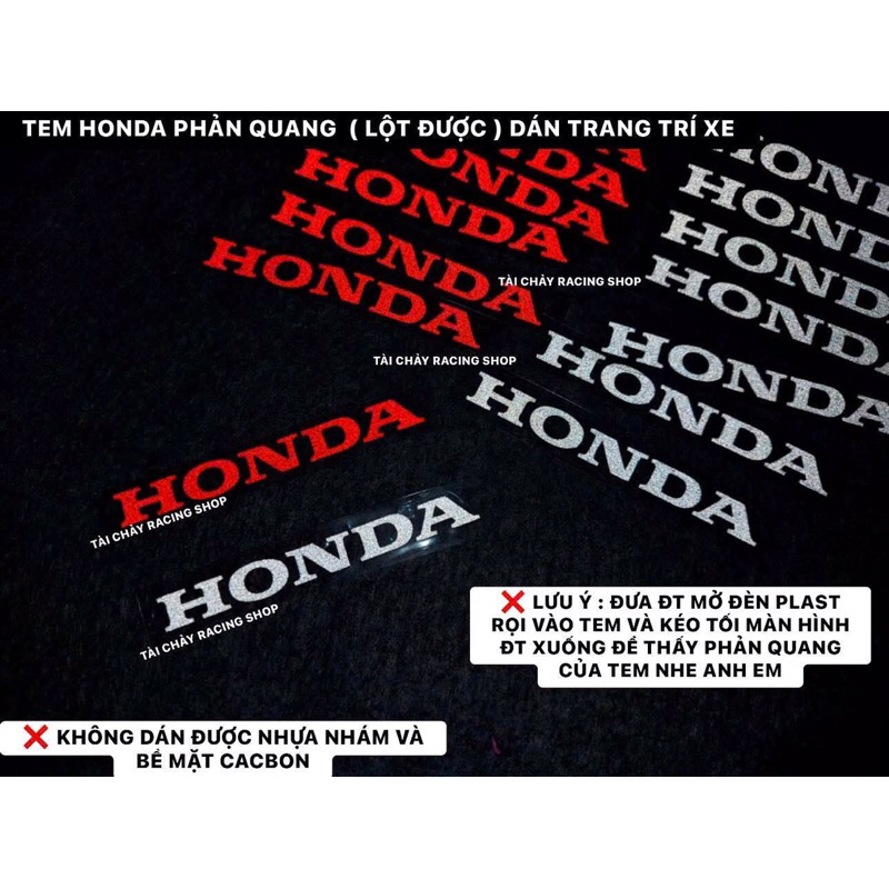 [ 1 MIẾNG ] TEM HONDA ỐP ĐẦU PHẢN QUANG ( LỘT ĐƯỢC )