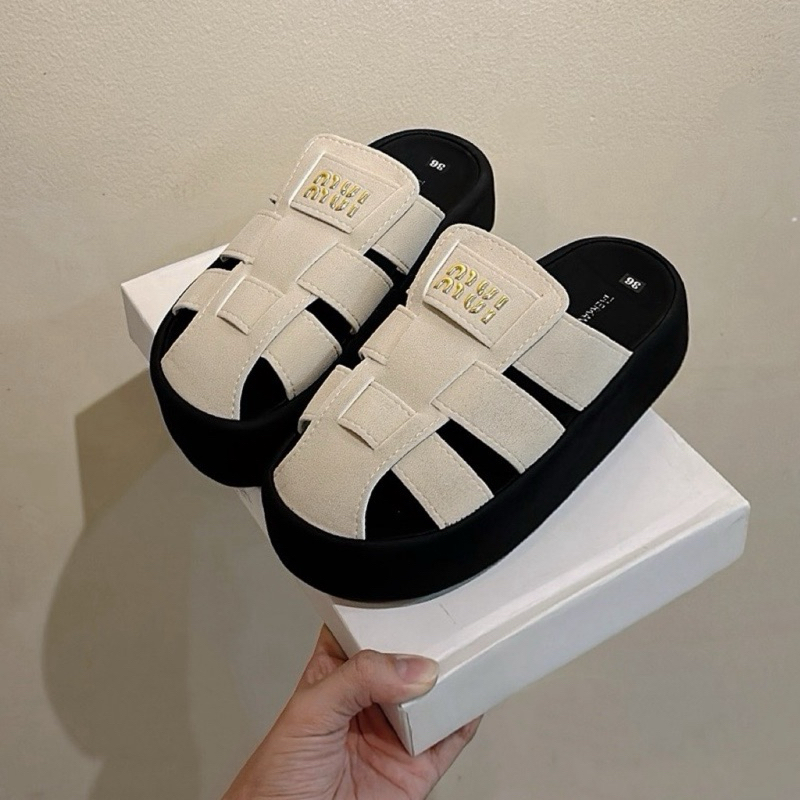 Dép sục Nữ C1 da lộn mềm êm đế 3cm nhẹ chân mũi tròn 3 màu nâu/xám sữa/đen trẻ trung năng động