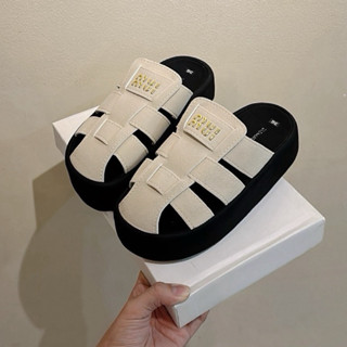 Dép sục Nữ C1 da lộn mềm êm đế 3cm nhẹ chân mũi tròn 3 màu nâu/xám sữa/đen trẻ trung năng động