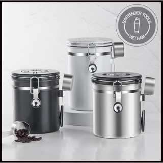  Hộp đựng cà phê chuyên dụng có theo dõi ngày lưu và van xả CO2 kèm muỗng định lượng 