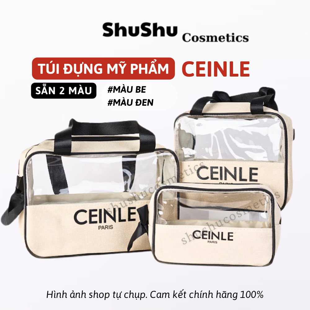 Túi Đựng Mỹ Phẩm CEINLE Cao Cấp, Túi Du Lịch Trong Suốt Vải Canvas Chống Thấm Nước