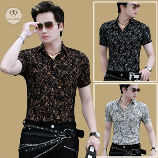Áo sơ mi nam họa tiết hoa dây cách điệu 3 màu phom ôm đẹp vải lụa mát mịn phom ôm