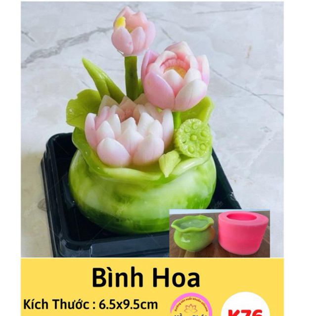 Khuôn silicone Hồng phát tạo hình Bình hoa - K76