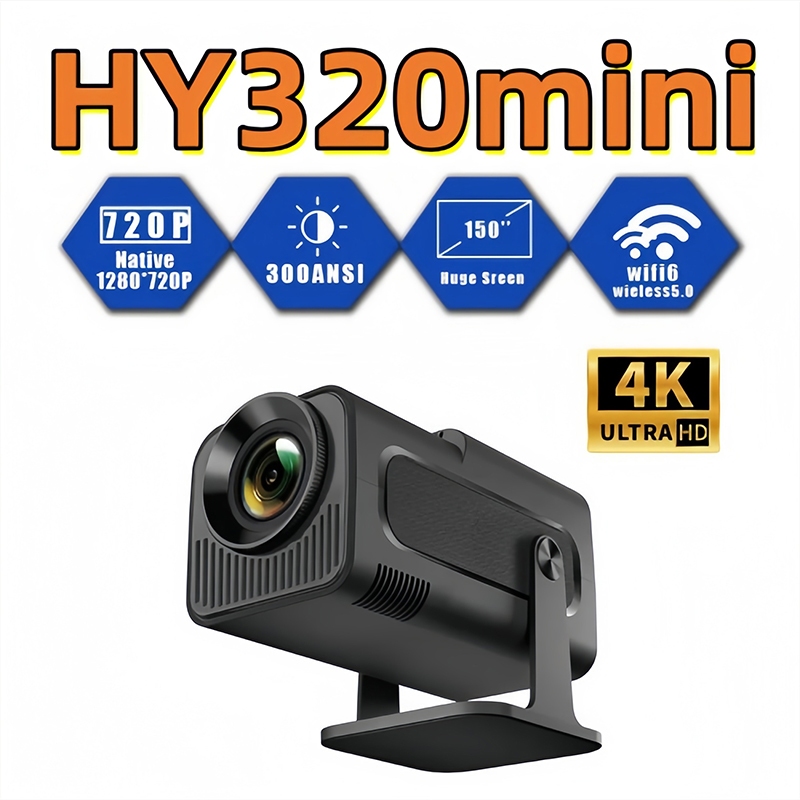 Máy chiếu mini HY320 minh 1080P 4KHY300 / HY320 Mini Full HD android 11.0 độ sáng 300 AN