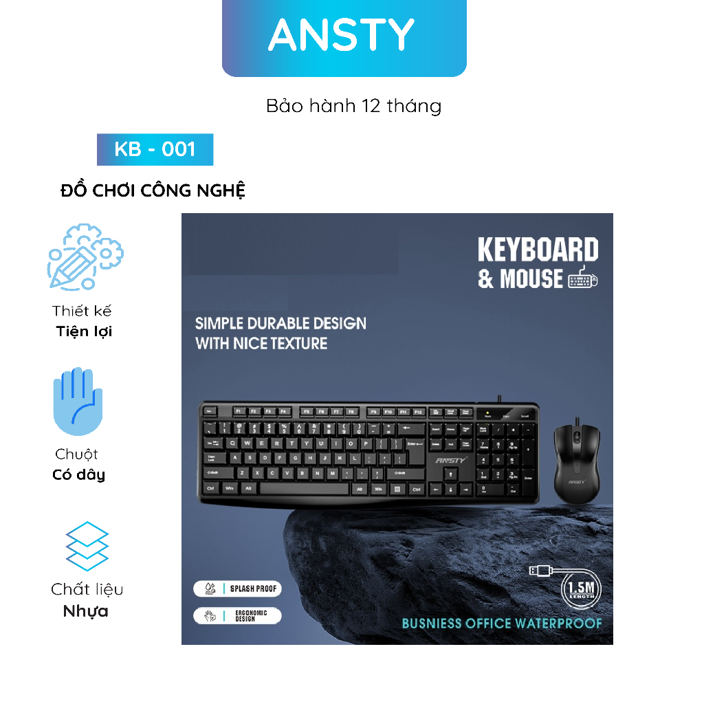 Đồ Chơi Công Nghệ Thiết Bị Máy Tính Ansty KB-001 Bộ Bàn Phím Có Dây Kèm Chuột