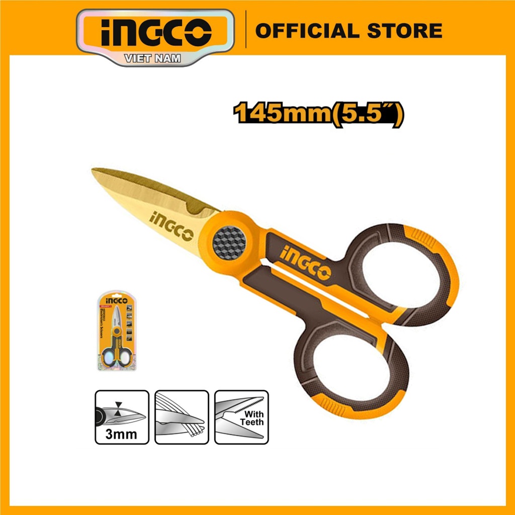 Kéo cắt đa năng INGCO HES02855 145mm cắt tuốc dây điện tiện lợi nhiều công năng (dùng để cắt dây điện mềm)