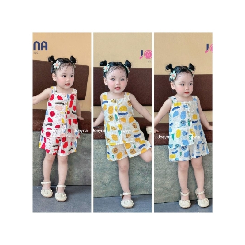 bộ hai dây cho bé gái, set hai dây chất tơ đũi siêu mềm mát không nhão kể cả giặt máy Joeyna bé gái,