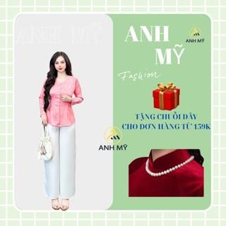 Áo lẻ -  Set bộ bà ba ANH MỸ cổ tim tay dài gài nút ,áo lẻ bà ba chất liệu gấm,quần lẻ latin SP0336