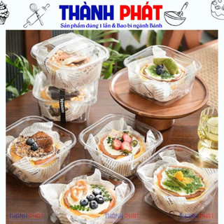 [W110] Hộp Nhựa Đựng Bánh Vuông Nắp Rời W110- Bao Bì Đựng Bánh Mousse, Bánh Ngọt, Tráng Miệng- Trong Suốt Sang Trọng