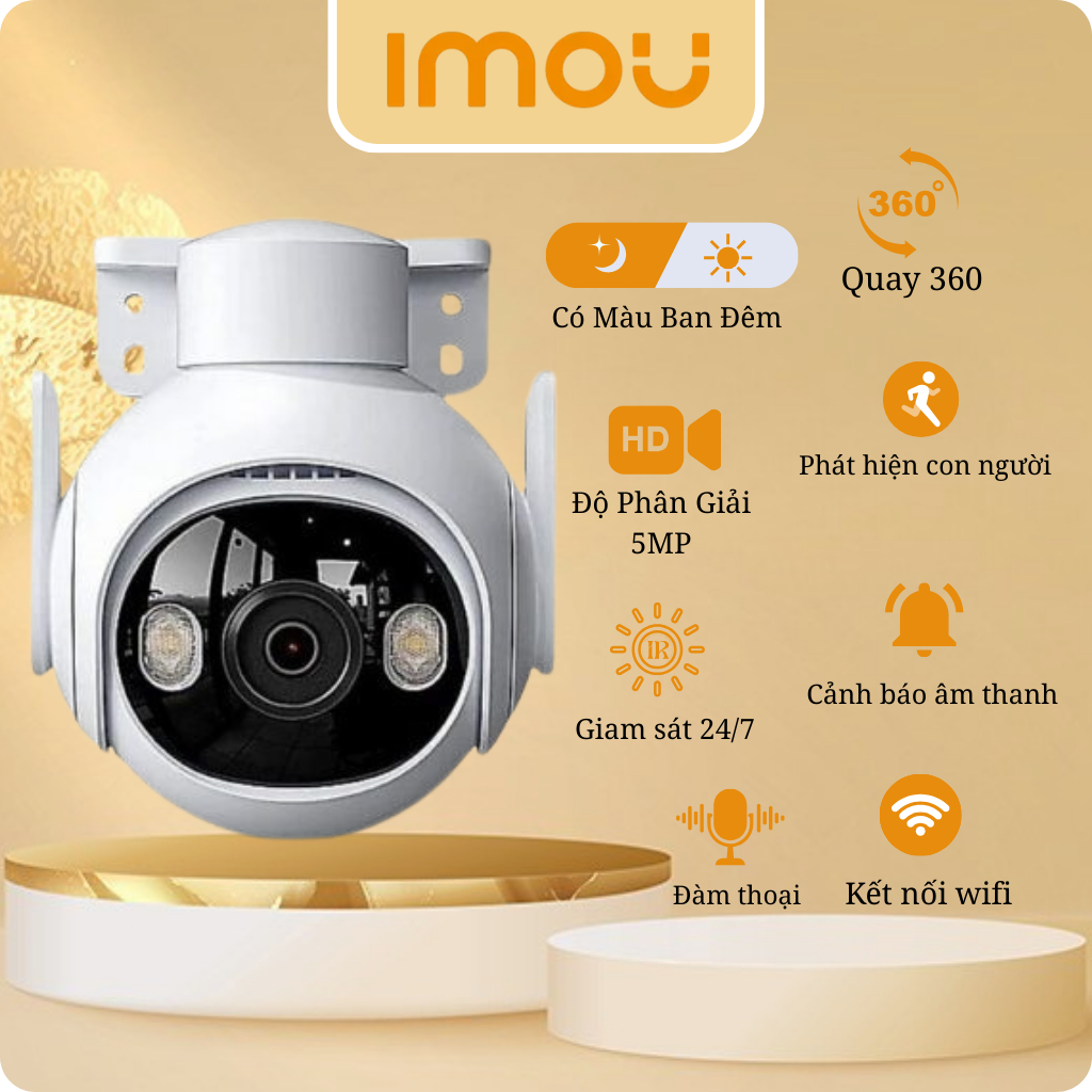 Camera Wifi Quay Quét Full Color 5MP iMOU IPC-GS7EP-5M0WE Theo Dõi Chuyển Động, Còi Báo Động