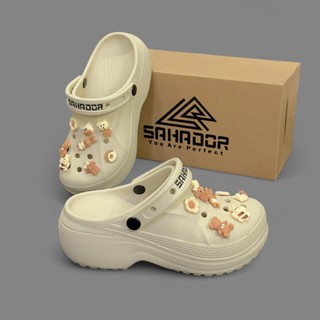  Dép bánh mì Charm Gấu Nâu SAHADOR Cao Cấp –Dép Sục Nữ 6cm Nâng Chiều Cao,Nhẹ Êm Chống Trượt CRS01 