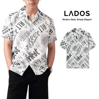 Áo Sơ Mi Họa Tiết B-A-R Cổ Vest Ngắn Tay LADOS-8171 Chất Lụa Mềm Mát, Phong Cách Mùa Hè Trẻ Trung