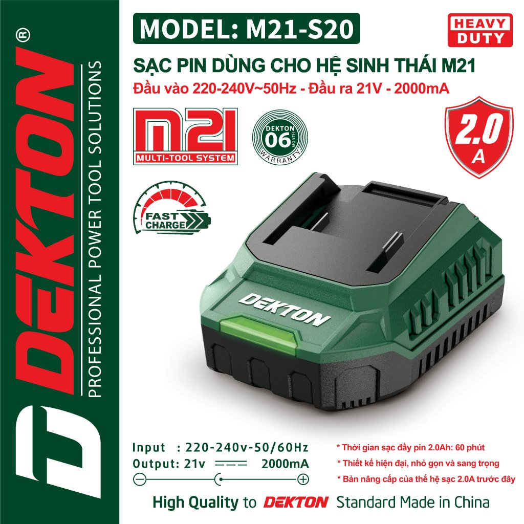 Sạc M21 Dekton Dòng Sạc Cao / Chân Makita Phổ Thông / Dùng Được Cho Nhiều Loại Pi.m Chân Makita OR M
