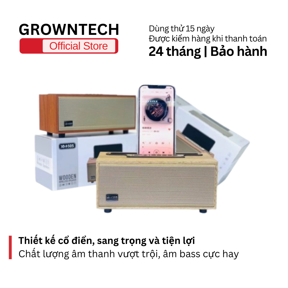Loa Bluetooth bass mạnh giá đỡ điện thoại XM 505 phong cách cổ điển tiện dụng pin trâu
