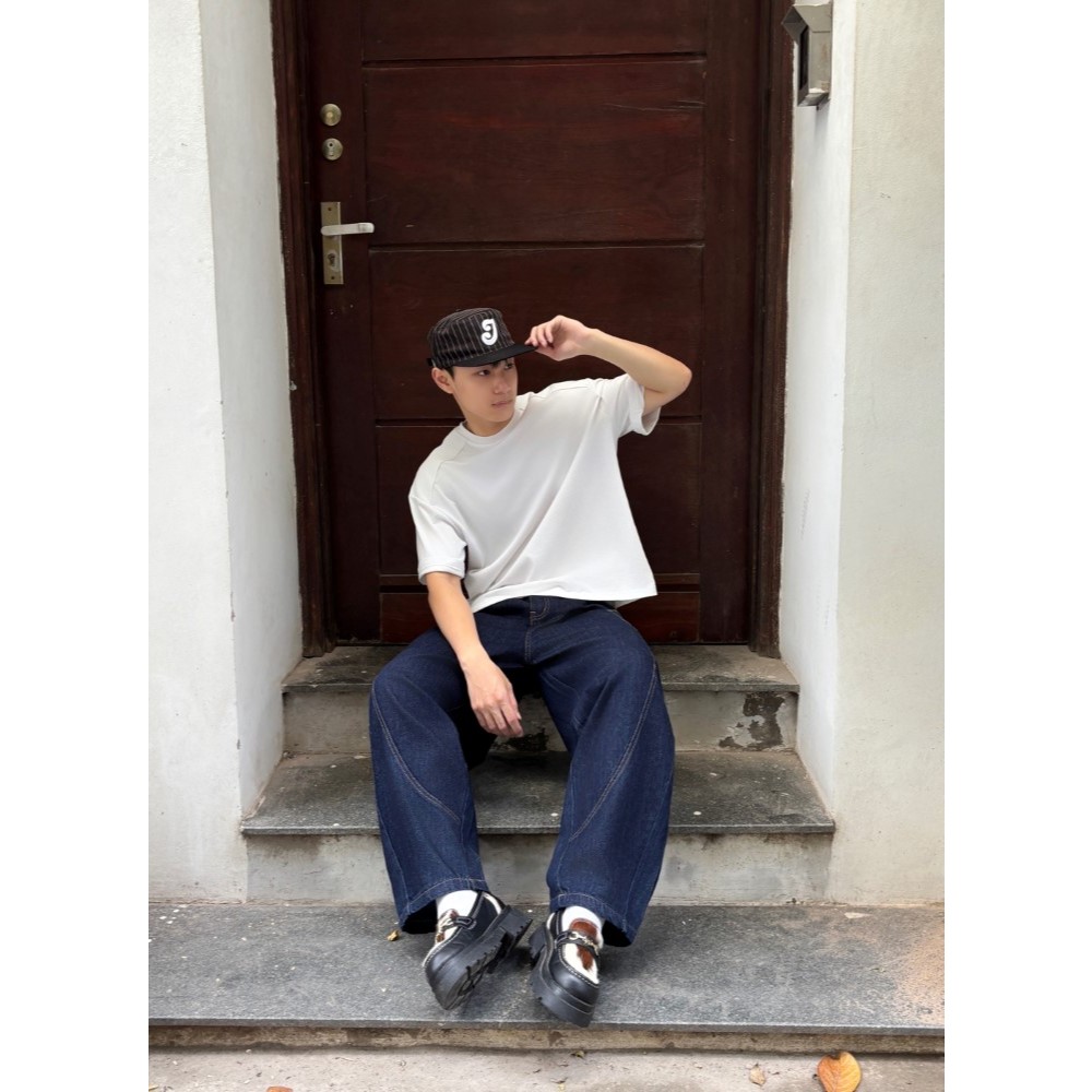 Quần Jeans HAVEN'S unisex dáng bầu túi sườn ống cong thêu chữ BY HAVEN'S bản CAO CẤP | BigBuy360 - bigbuy360.vn