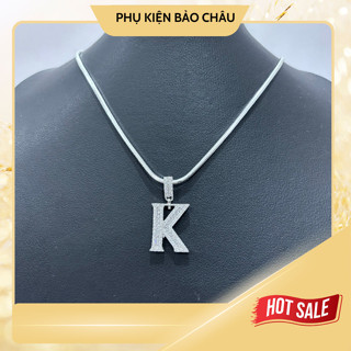 Dây chuyền nam mặt chữ K, unisex, vòng cổ nam nữ, mặt dây chuyền chữ cái đính đá