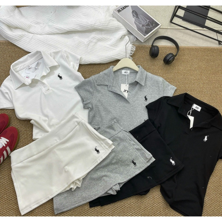 Set Áo Polo Kèm Chân Váy Thêu Ngựa chất cotton 4 chiều siêu mát, chân váy có quần bảo hộ - Set Nữ siêu xinh - S101 | BigBuy360 - bigbuy360.vn