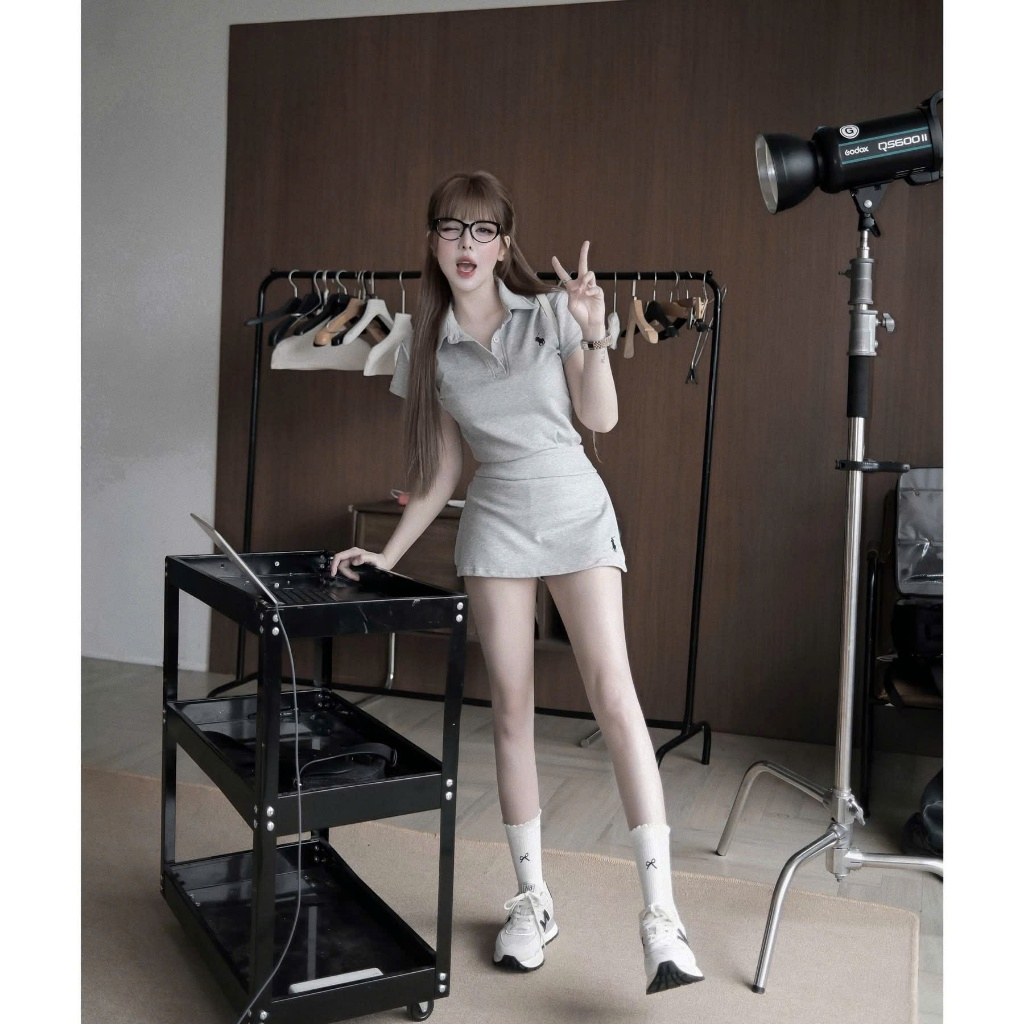 Set Áo Polo Kèm Chân Váy Thêu Ngựa chất cotton 4 chiều siêu mát, chân váy có quần bảo hộ - Set Nữ siêu xinh - S101 | BigBuy360 - bigbuy360.vn