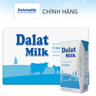 Thùng 48 hộp sữa tươi tiệt trùng Dalat Milk ít đường/có đường 110ml/180ml (từ 1 tuổi)