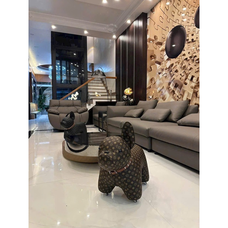 Ghế chó ngồi decor có bánh xe ,(sz đại 74x65x34cm)
