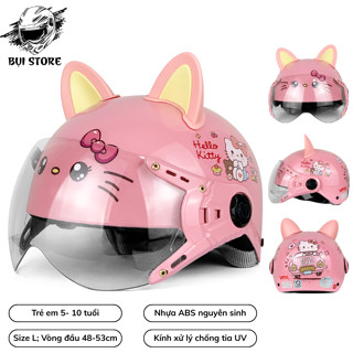   CHÍNH HÃNG  Mũ Bảo Hiểm Trẻ Em VARO Hello Kitty Hồng Bóng | Siêu Nhẹ Siêu Bền Có Kính Chống Bụi Cho Bé 5-10 Tuổi 