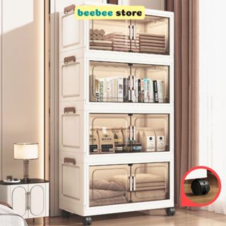 Tủ Nhựa Để Đồ Đa Năng, Tủ Gấp Gọn Cửa Trong Suốt, Có Bánh Xe 360°, Dễ Lắp Ráp, Di Chuyển Linh Hoạt TUN051