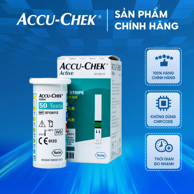 QUE THỬ ĐƯỜNG HUYẾT ACCU CHEK ACTIVE- HỘP 25, HỘP 50 - DÙNG CHO MÁY ACCU-CHEK ACTIVE – KHÔNG DÙNG CHIP CODE