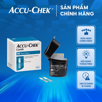 QUE THỬ ĐƯỜNG HUYẾT ACCU CHEK GUIDE - HỘP 25 - HỘP 50 - DÙNG CHO MÁY ACCU-CHEK GUIDE