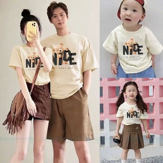 Áo gia đình Nhà Đăng- Áo thun in gấu chữ Nice cottton 100% co giãn 4c, hình in bền chặt- bảo hành in ấn