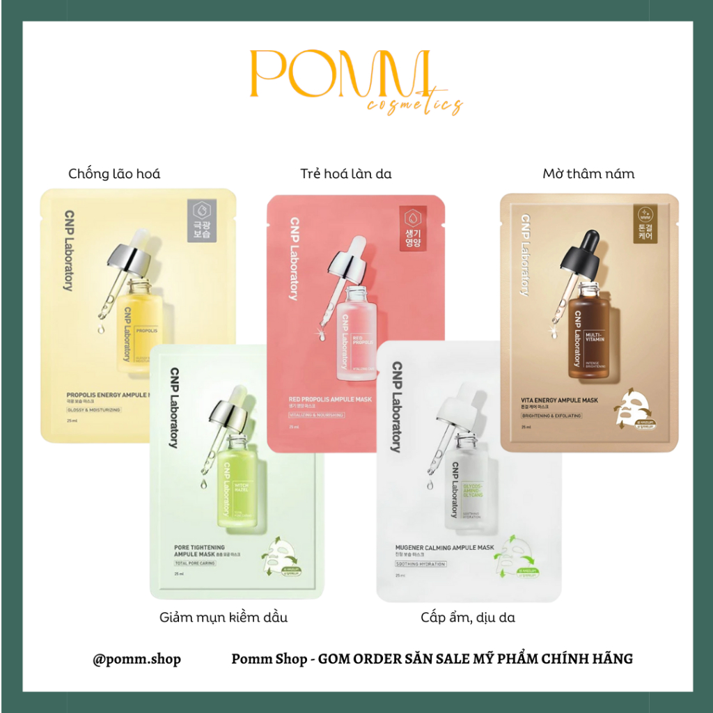 Mask Keo Ong Cấp Ẩm Phục Hồi CNP Laboratory Ampoule Mask 5 màu