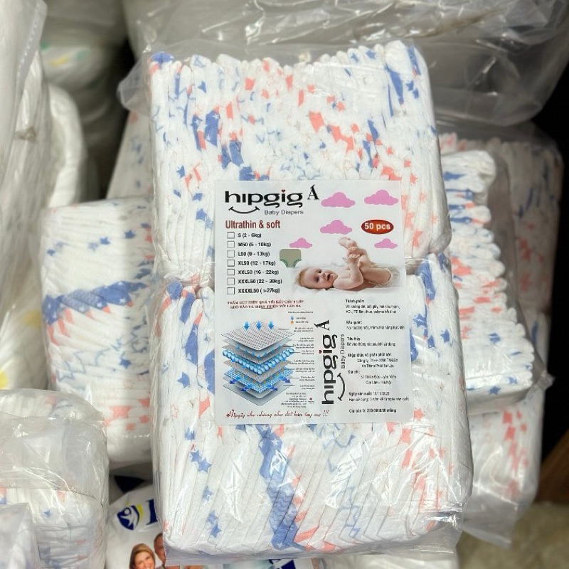  100 Miếng Tả Dán Hipgig A Loại 1 Siêu Thấm Hút Cho Bé 