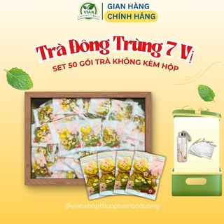  Set 50 gói Trà Dưỡng Nhan 7 vị Đông Trùng  Gồm:Đông Trùng; Hoa Cúc; Nụ Hoa Hồng; Kỷ Tử; Táo Đỏ Cỏ ngọt Hoa nhài  TDNS 