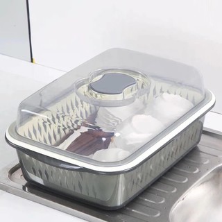  Sét rổ nhựa kèm chậu đựng rau củ quả úp chén bát úp cốc rổ để đồ ăn dặm có nắp tiện lơi nhựa cao cấp ngăn ngừa bụi bẩn 